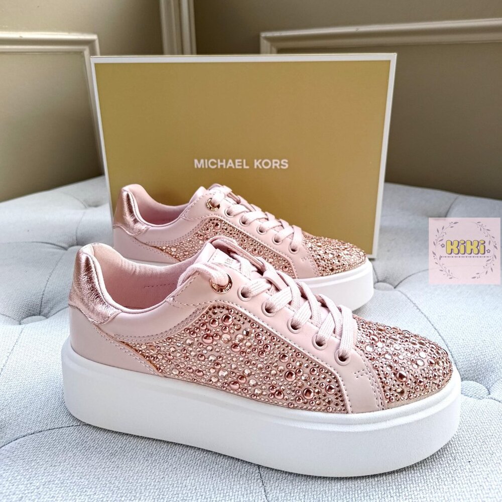 Michael Kors Romey Embellished Platform Sneaker Pink 49F5RMFS1S - Picture 5 of 15